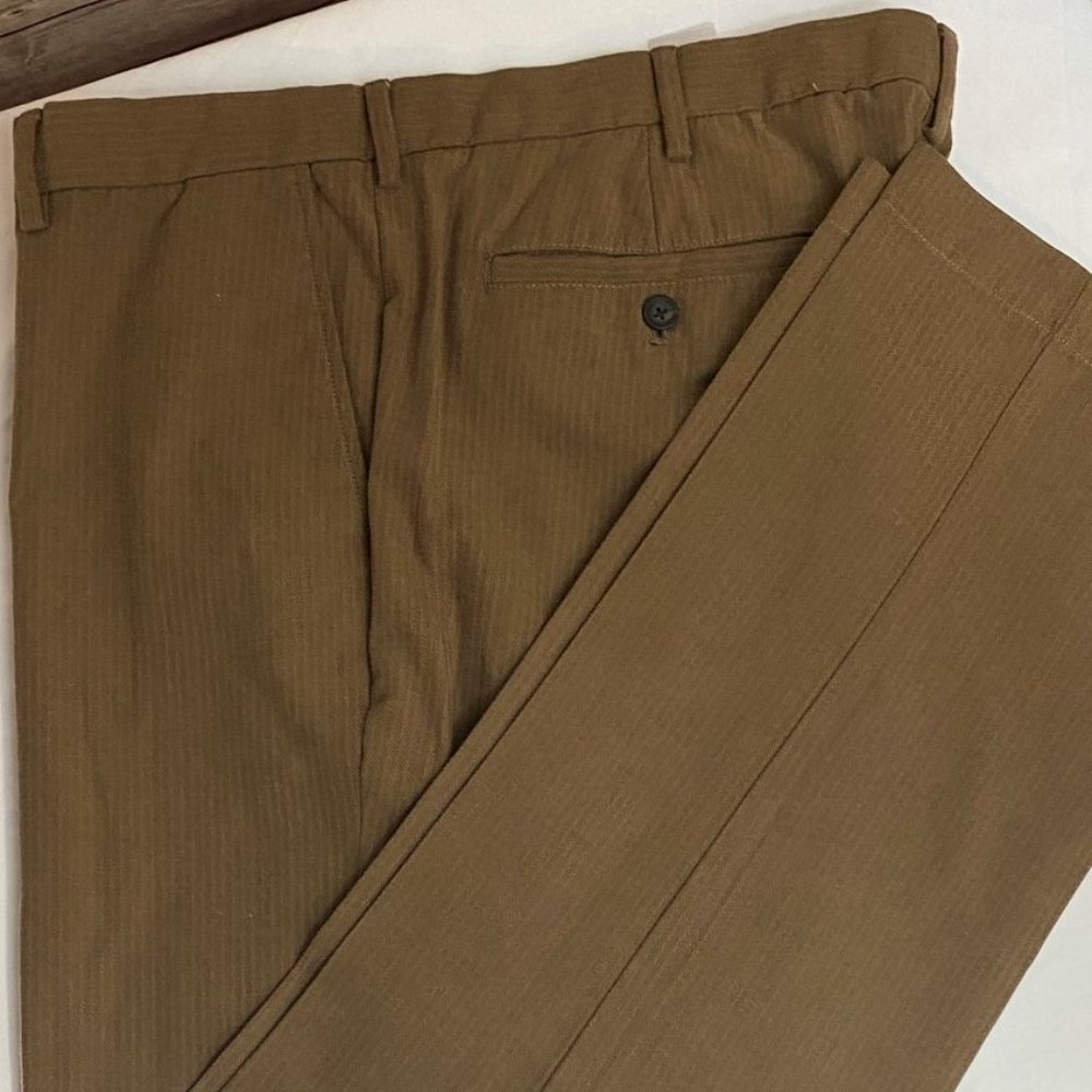 Banana Republic Tan/Brown Striped Flat Front Chino